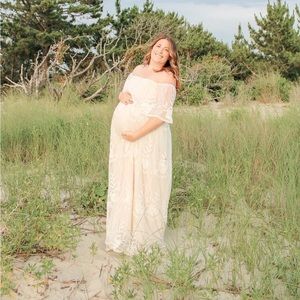 Baltic born creme off the shoulders lace dress